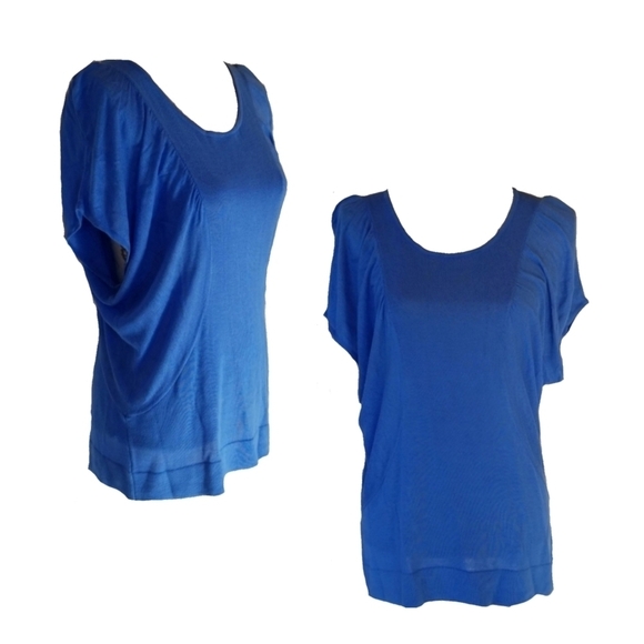 Blue Draped Top Blouse - Picture 2 of 5